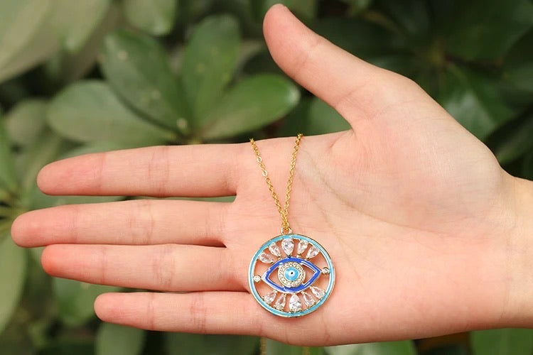 The Blues Evil Eye Stone Pendant Chain Necklace