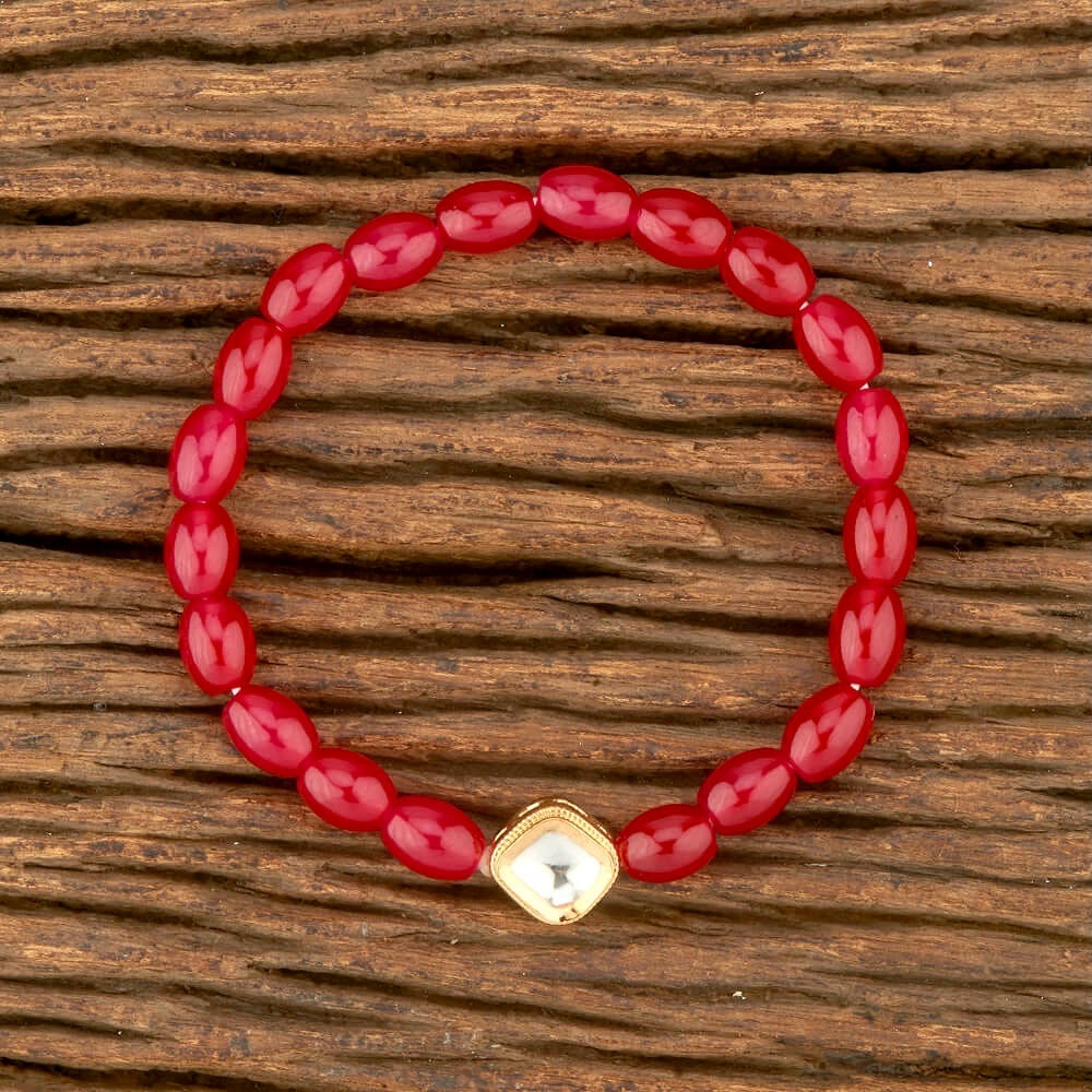 Aina Bead & Kundan Stone Bracelet - Diamond