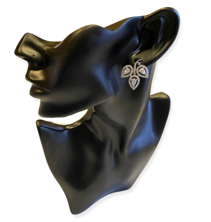 Fortuna Solitaire White Tone Stud Cz Earrings