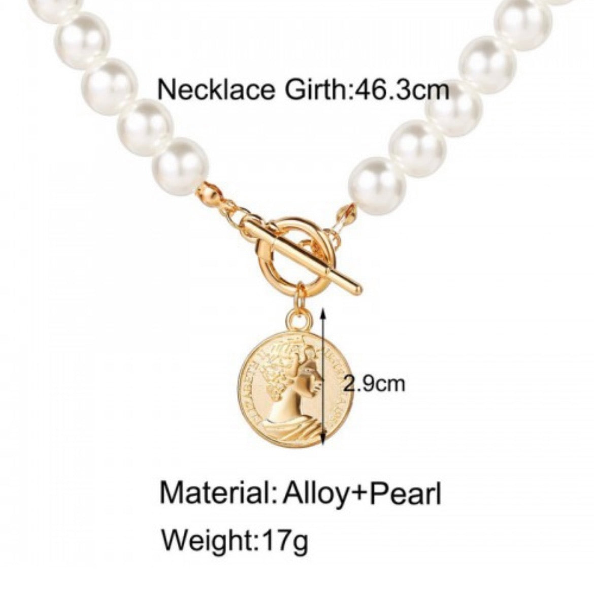 Vintage Pearl Coin Necklace