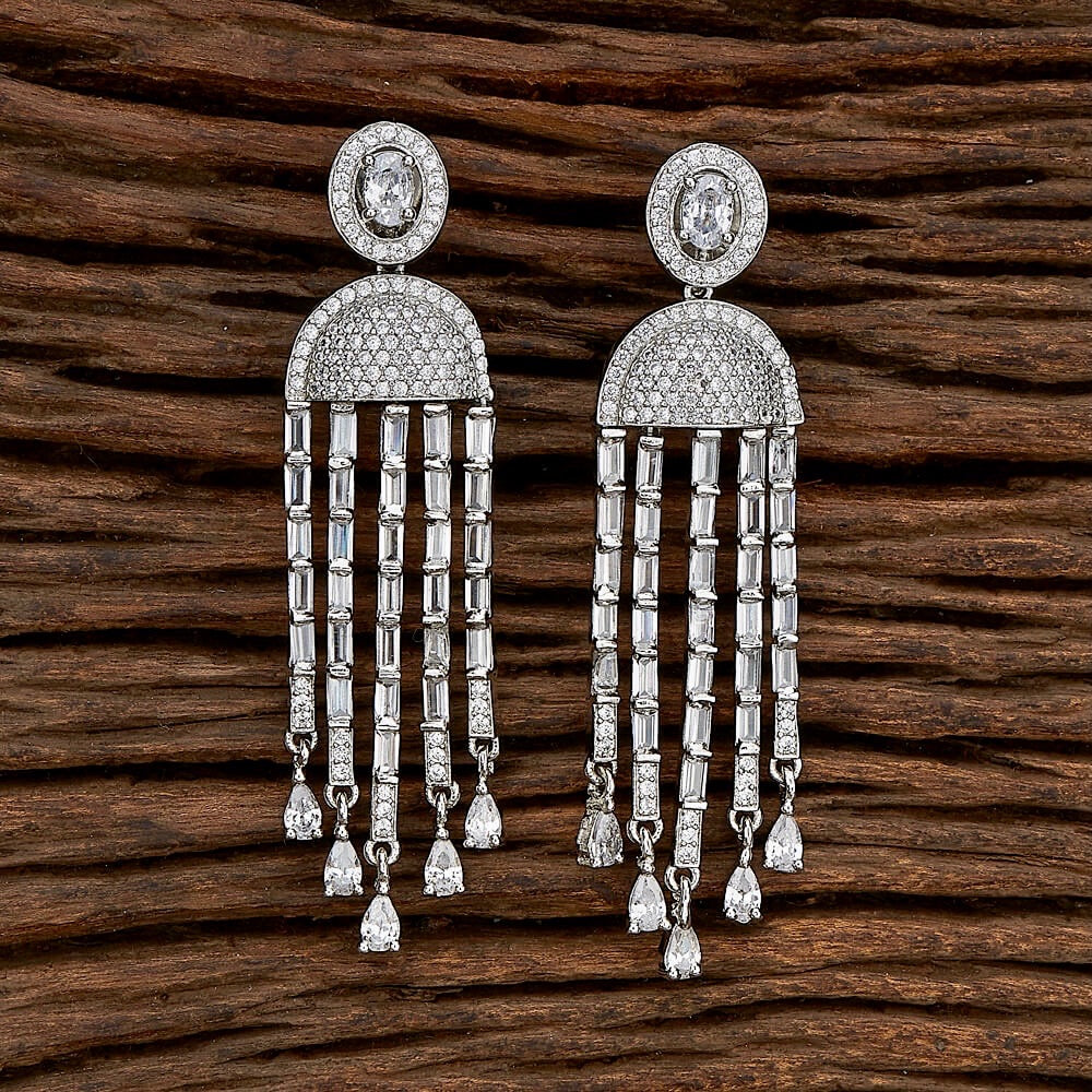 Hemera White Stone Dangler CZ Earrings