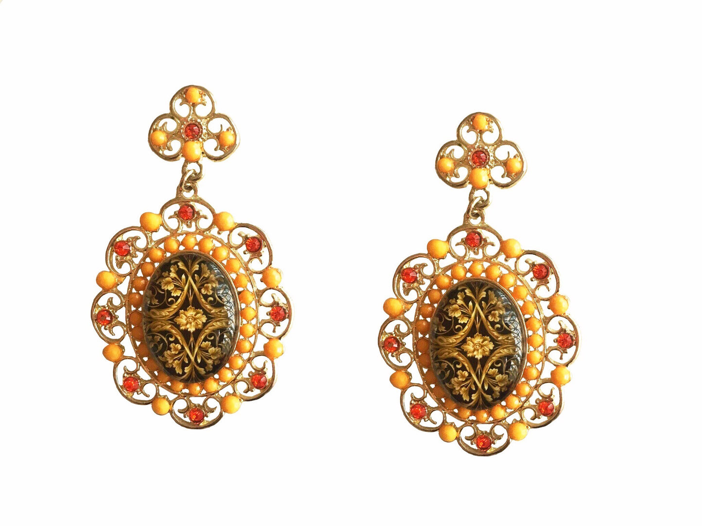 ARABIC FILIGREE PAINTED EARRINGS