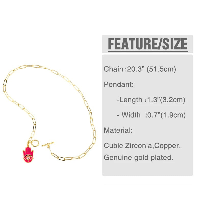 Hamsa Evil Eye Soul Link Necklace White