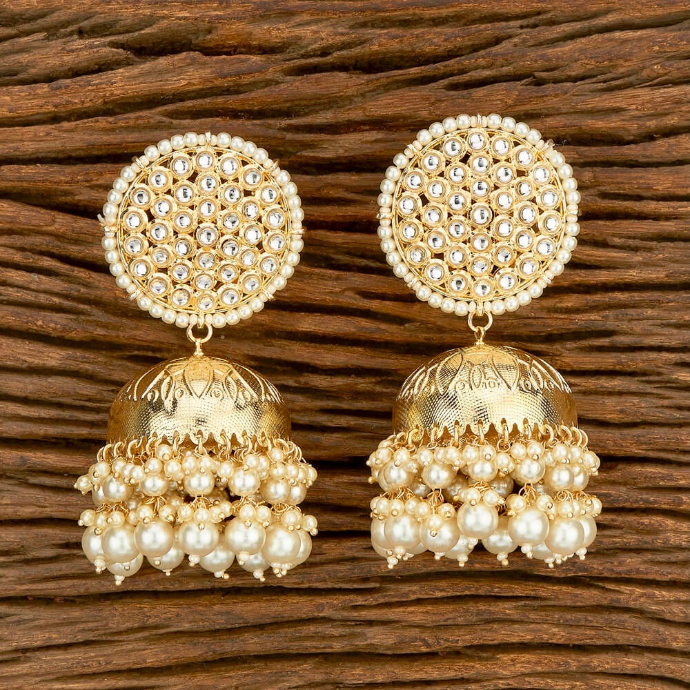 Kaya Kundan Pearl Big Jhumka Earrings - Main Image
