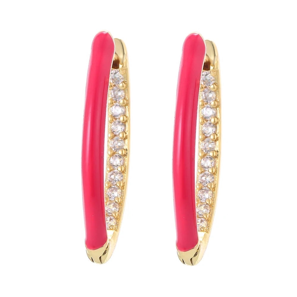 Confetti Stone And Enamel Hoop Earrings