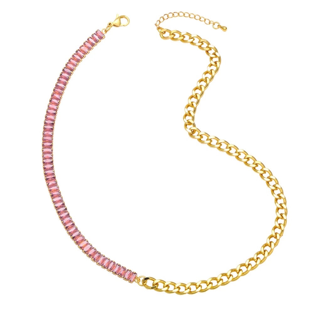 Links and Stones Statement Stone Necklace