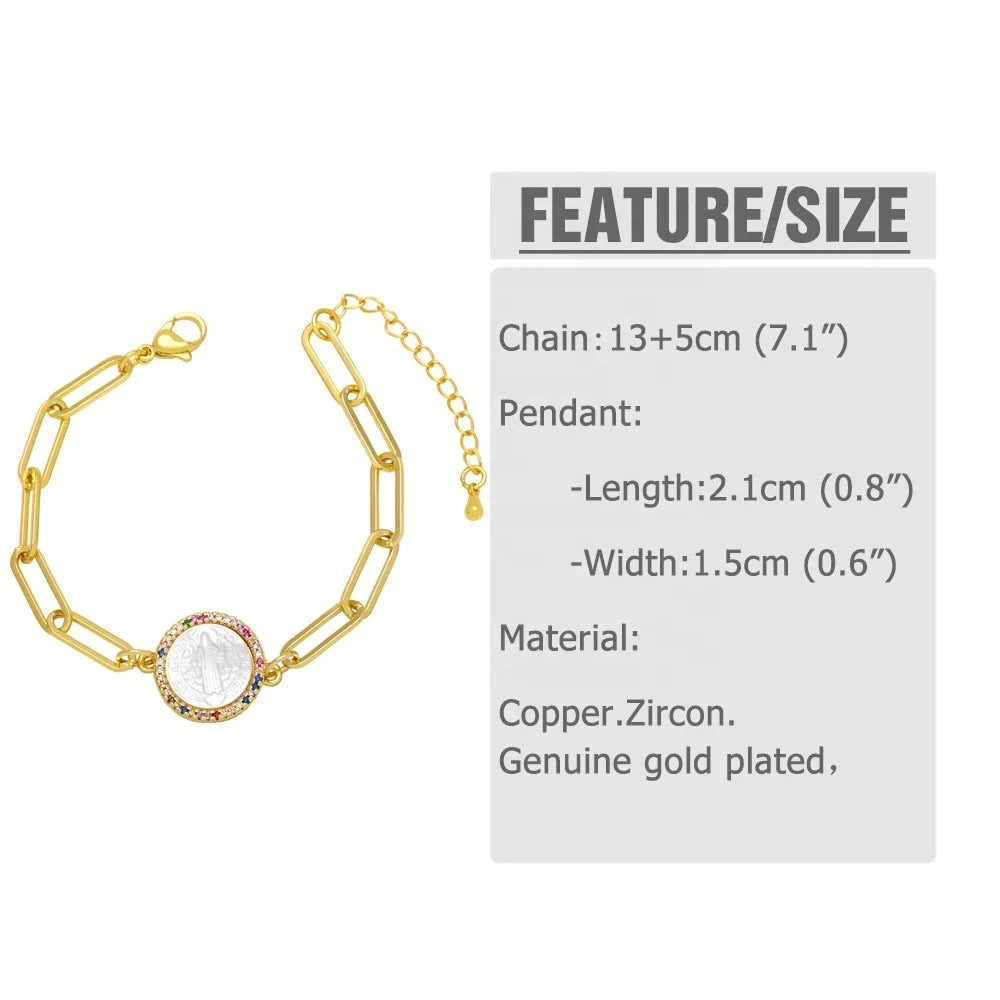 White Vintage Stone Adjustable Bracelet