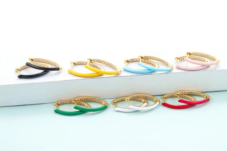 Confetti Stone And Enamel Hoop Earrings