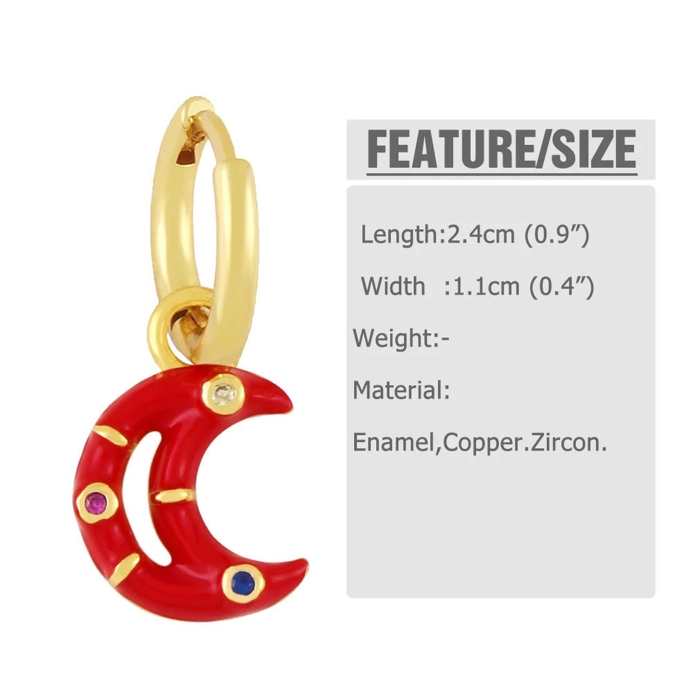 Candy Crescents Enamel And Stone Earrings