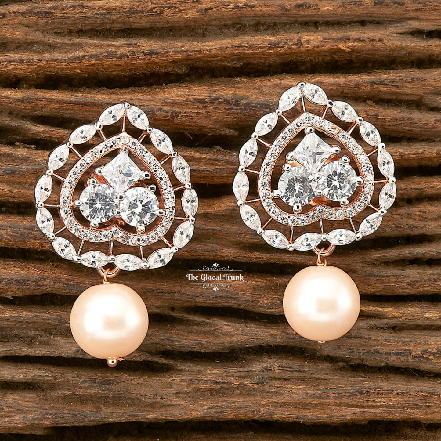 Muse Pearl Stud Drop CZ Earrings