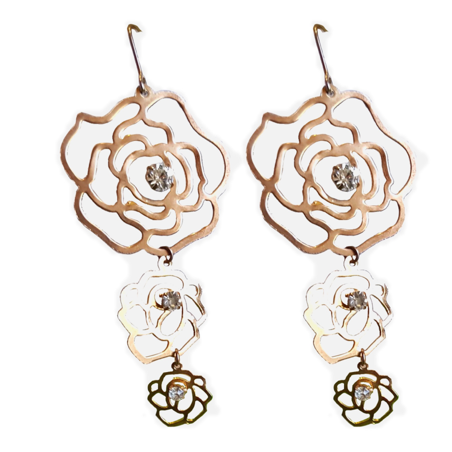 Cut Work Rosette Hook Dangler Earrings