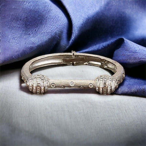 Regal Knot Cuff Bracelet with Crystal Detailing – Silver Finish | The Glocal Trunk