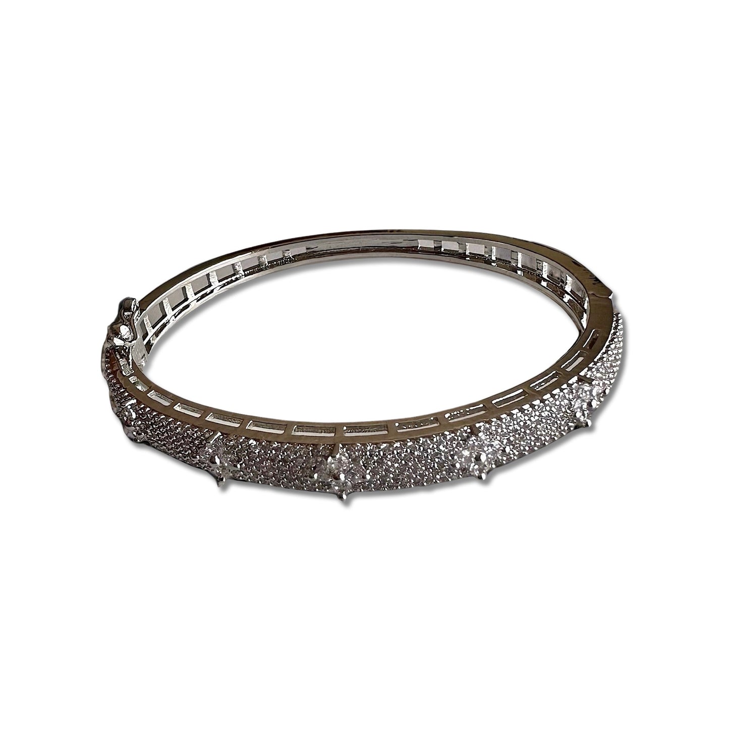 Stella Pavé Bangle Bracelet in Silver Finish