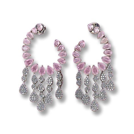 Blush Reverie Chandelier Earrings |
Blush Pink Crystal Chandelier Earrings – Silver Finish