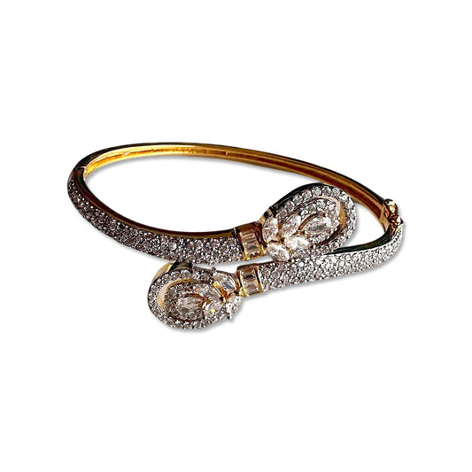 Infinity Bloom Cuff Bracelet in Silver Finish