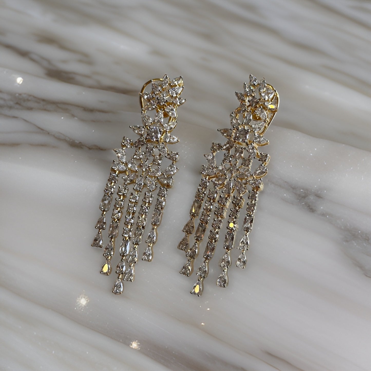 Celestia Crystal Chandelier Earrings in Gold Finish