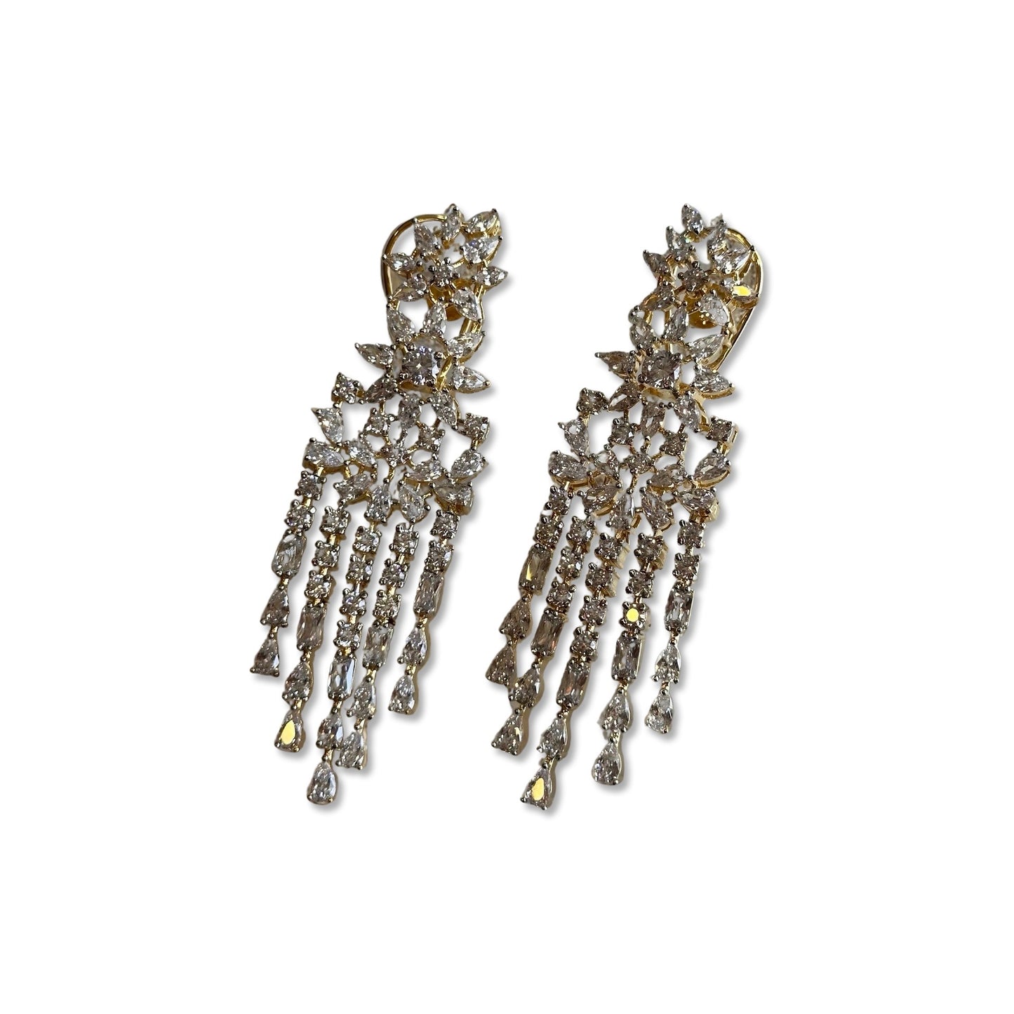 Celestia Crystal Chandelier Earrings in Gold Finish