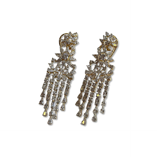 Celestia Crystal Chandelier Earrings in Gold Finish