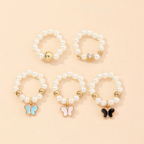 Butterfly Stretch Rings - Set of 5