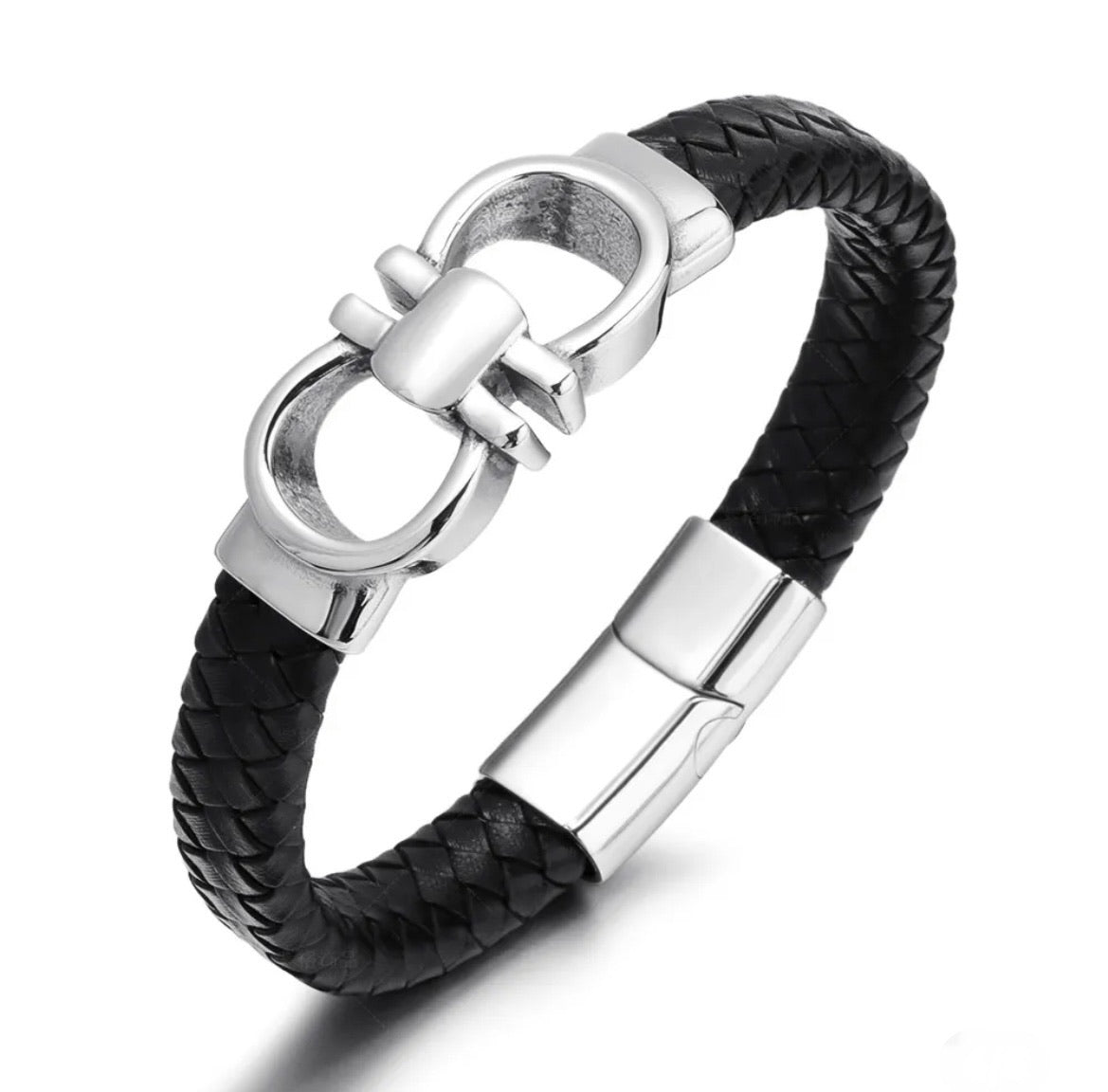 Homme Vegan Leather & Steel Bracelet - Infinity