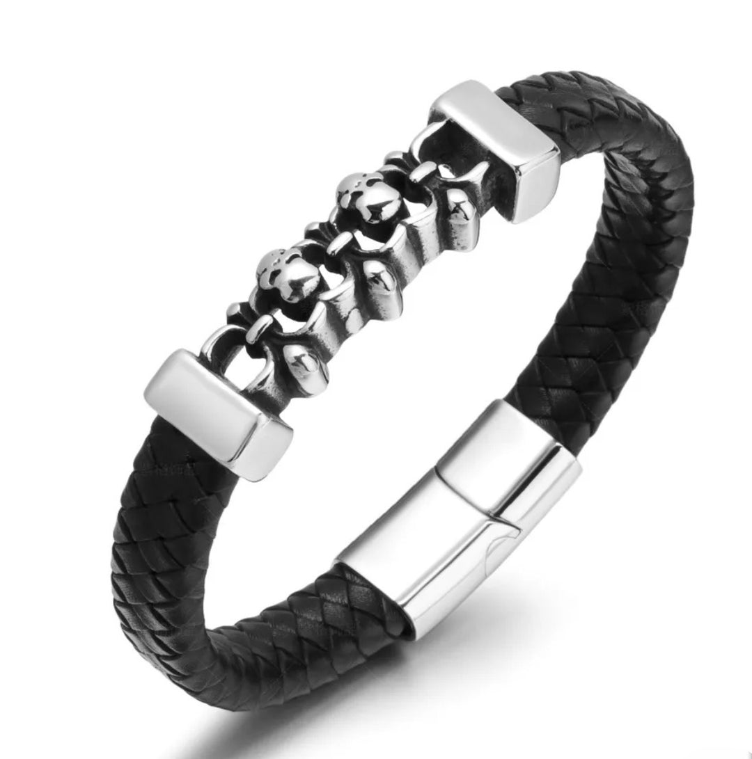 Homme Vegan Leather & Steel Bracelet - Link Loop