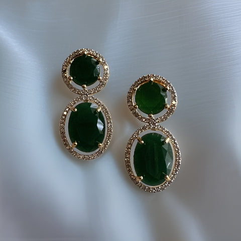 Spectra Stone Drop CZ Earrings - Green