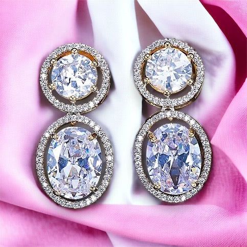 Spectra Stone Drop CZ Earrings - White