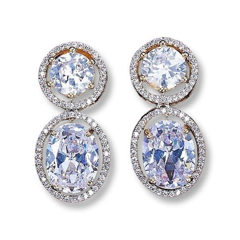 Spectra Stone Drop CZ Earrings - White