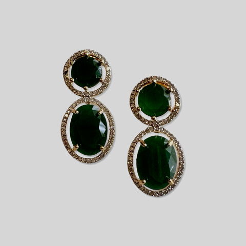 Spectra Stone Drop CZ Earrings - Green