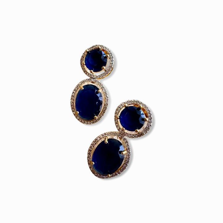 Spectra Stone Drop CZ Earrings - Blue
