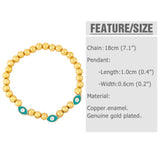 Destiny Gold Beads And Stone Evil Eye Stretch Bracelet Turquoise Blue