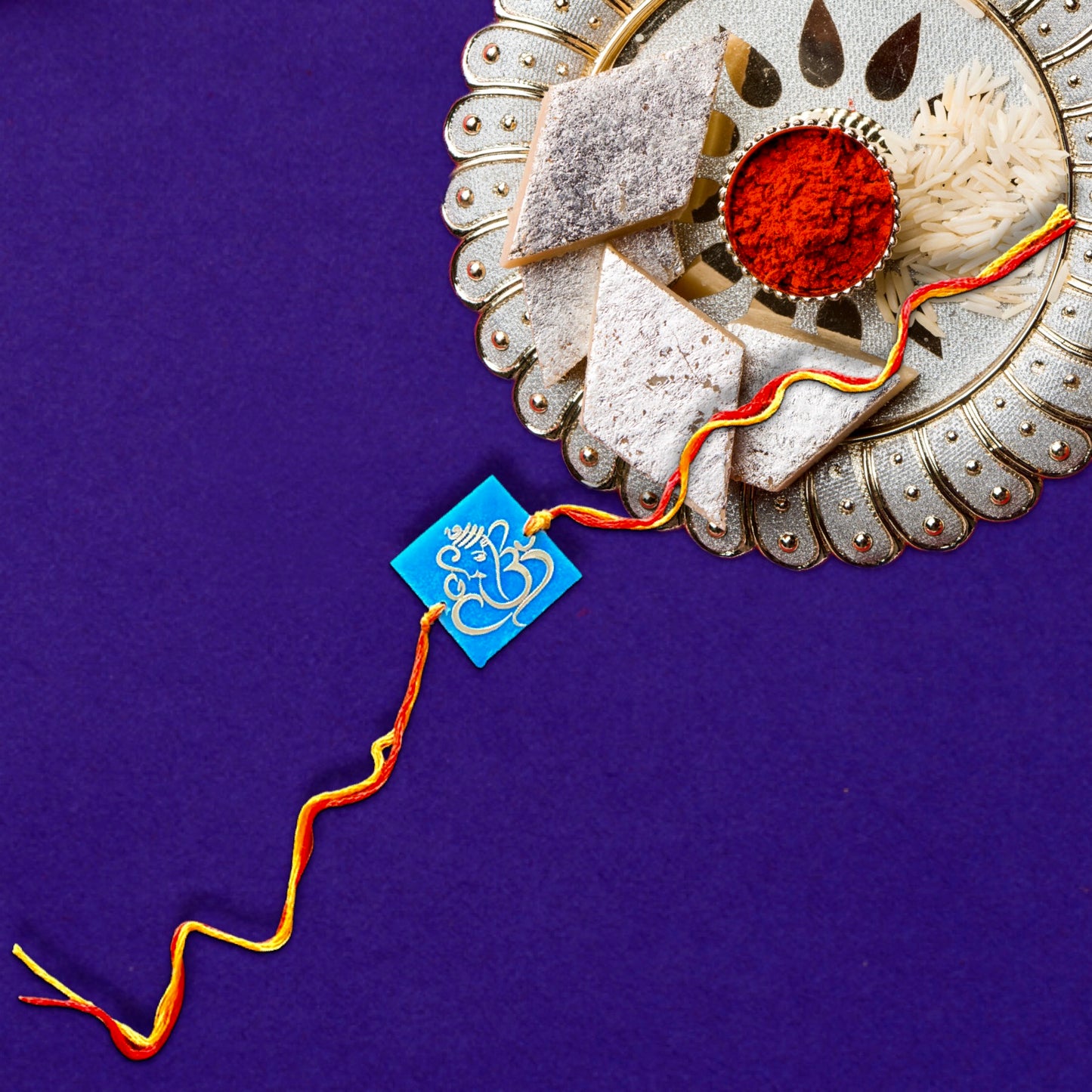 Ganeshji Gold Print Handmade Rakhi