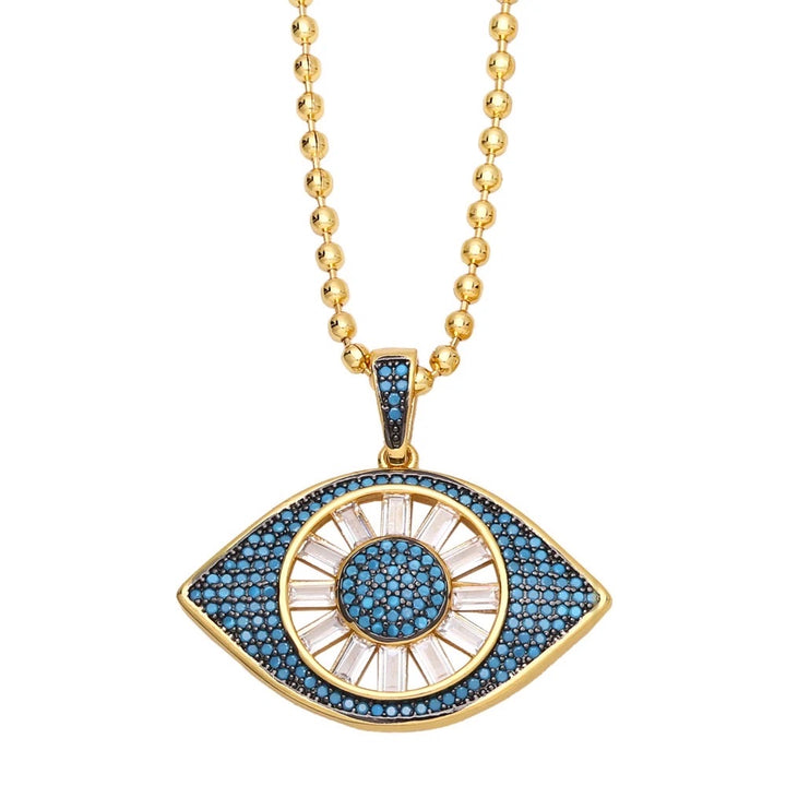 Opulence Blue Evil Eye Stone Pendant Chain Necklace
