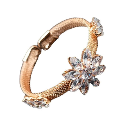Starlight Crystal Stone Cuff Bracelet Gold
