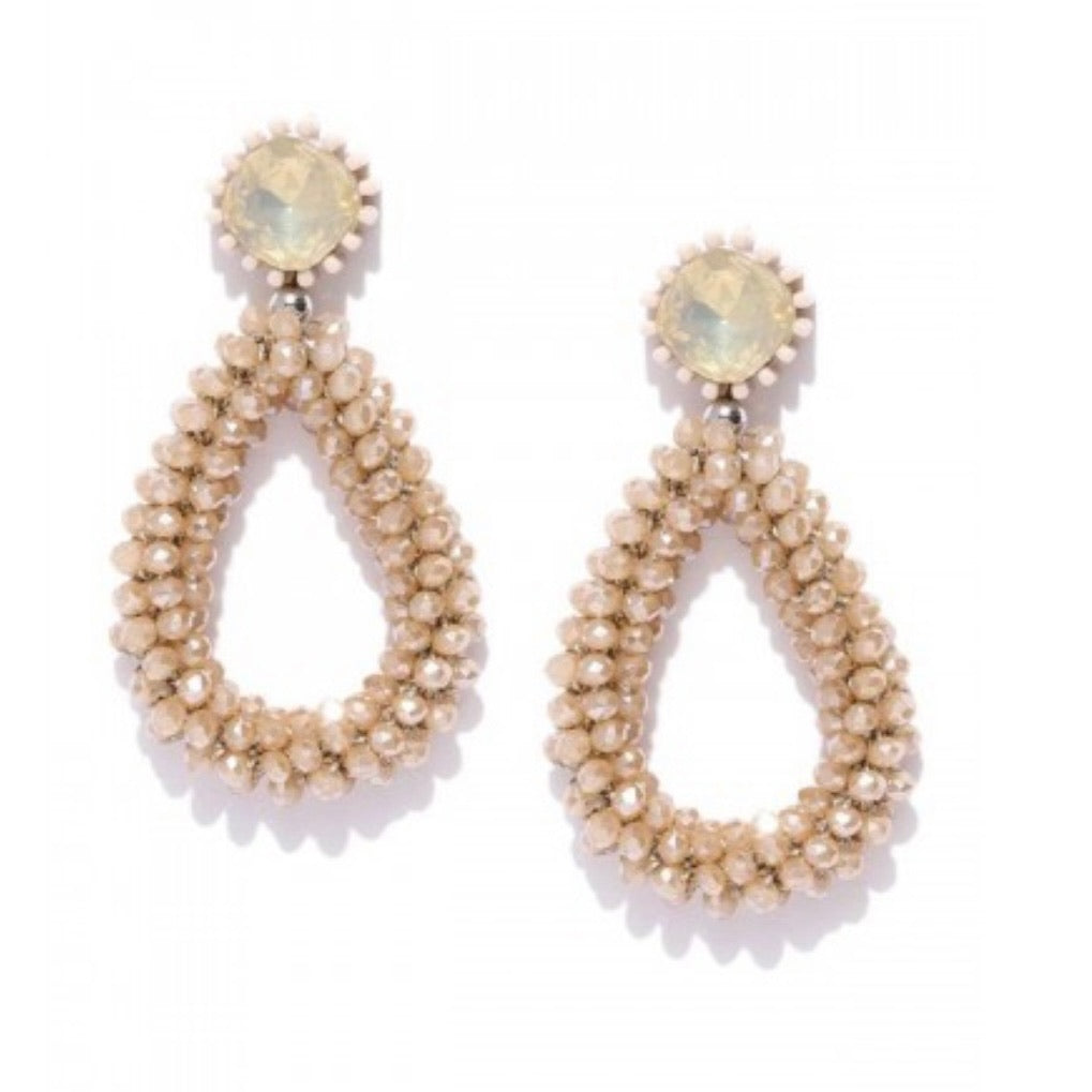 Beaded Tear Dangler Drop Earrings