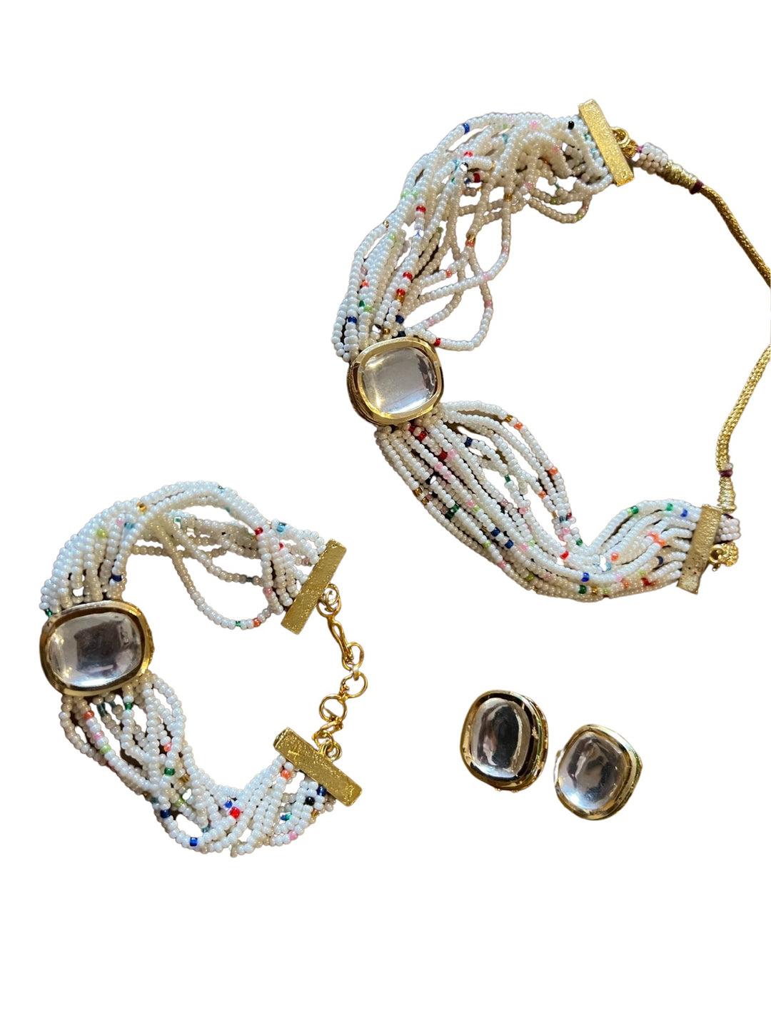 Kundan & Multi Pearl Choker Necklace Set