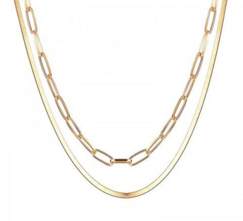 Chic Chain and Links Double Layered Necklace