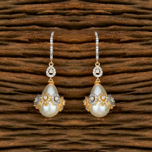 Juno Pearl & Two Tone Dangler CZ Earrings