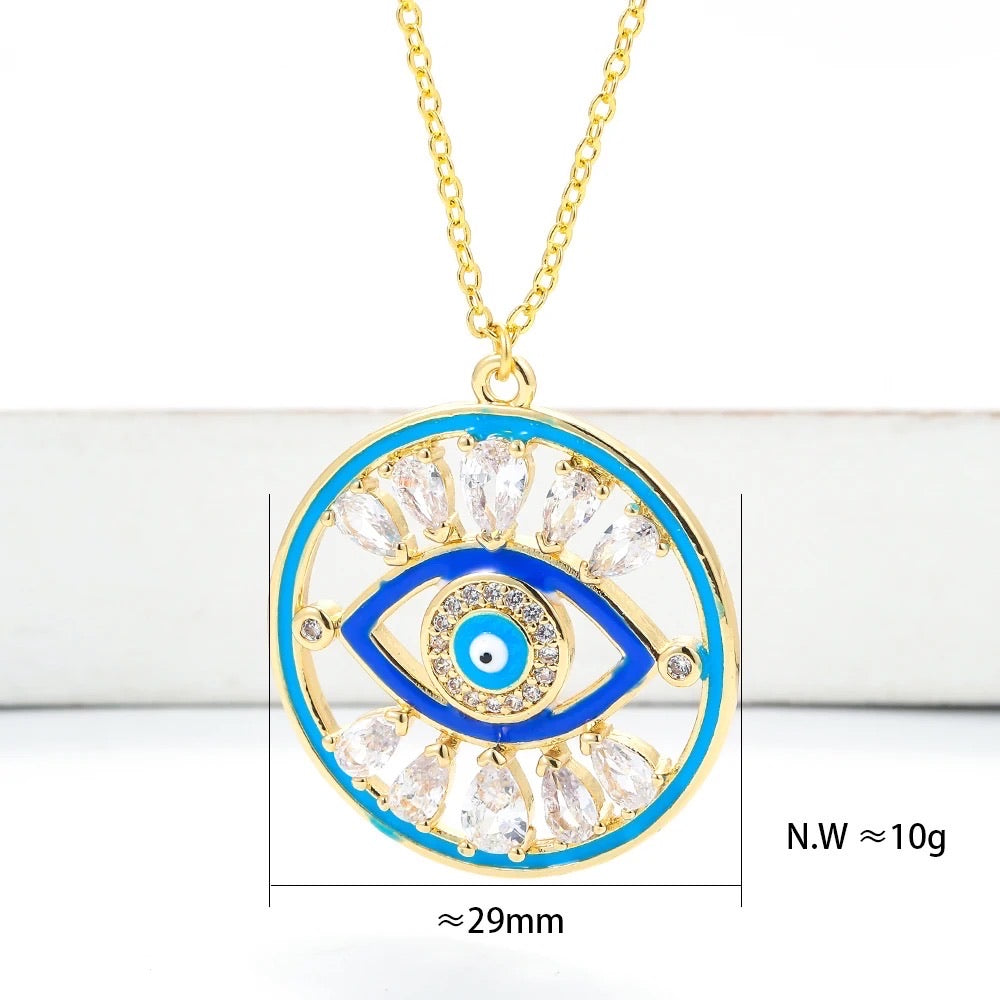 The Blues Evil Eye Stone Pendant Chain Necklace