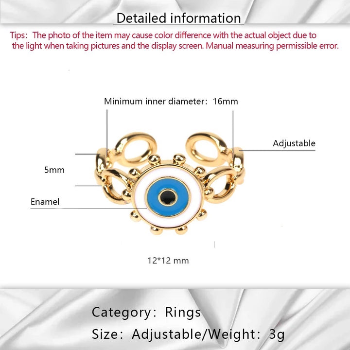 Enamel Link Evil Eye Ring
