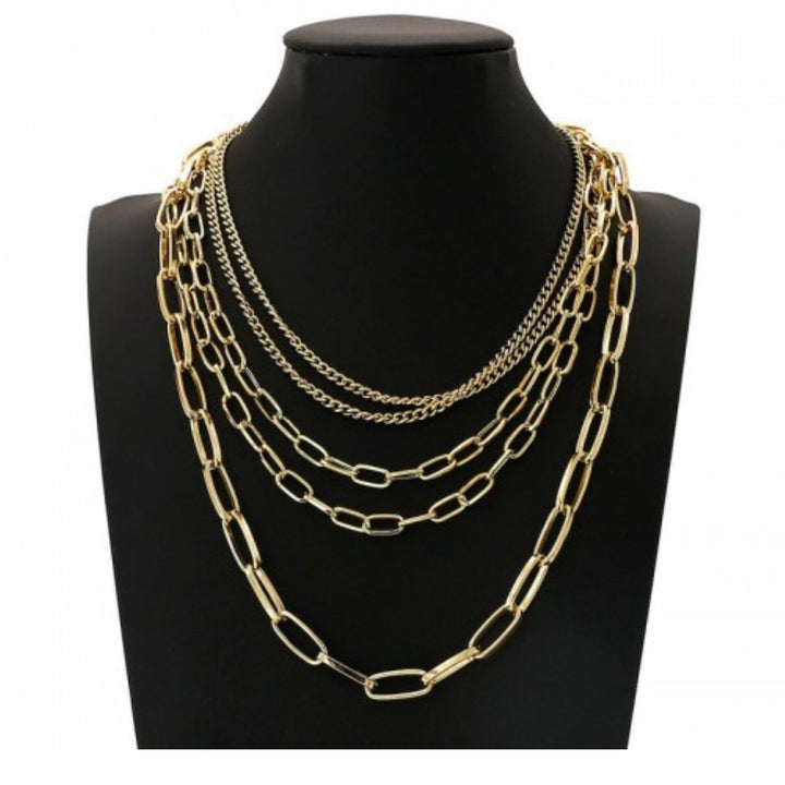 Chic Chain and Links 4 Layered Necklace
