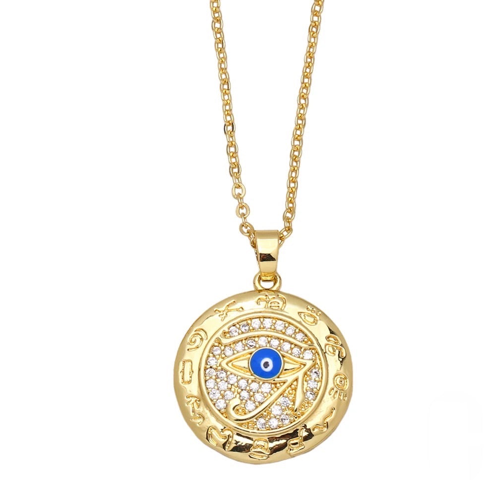 Shop Gold Plated Evil Eye and Hamsa Hand Pendant Necklace by ZARIIN at  House of Designers – HOUSE OF DESIGNERS