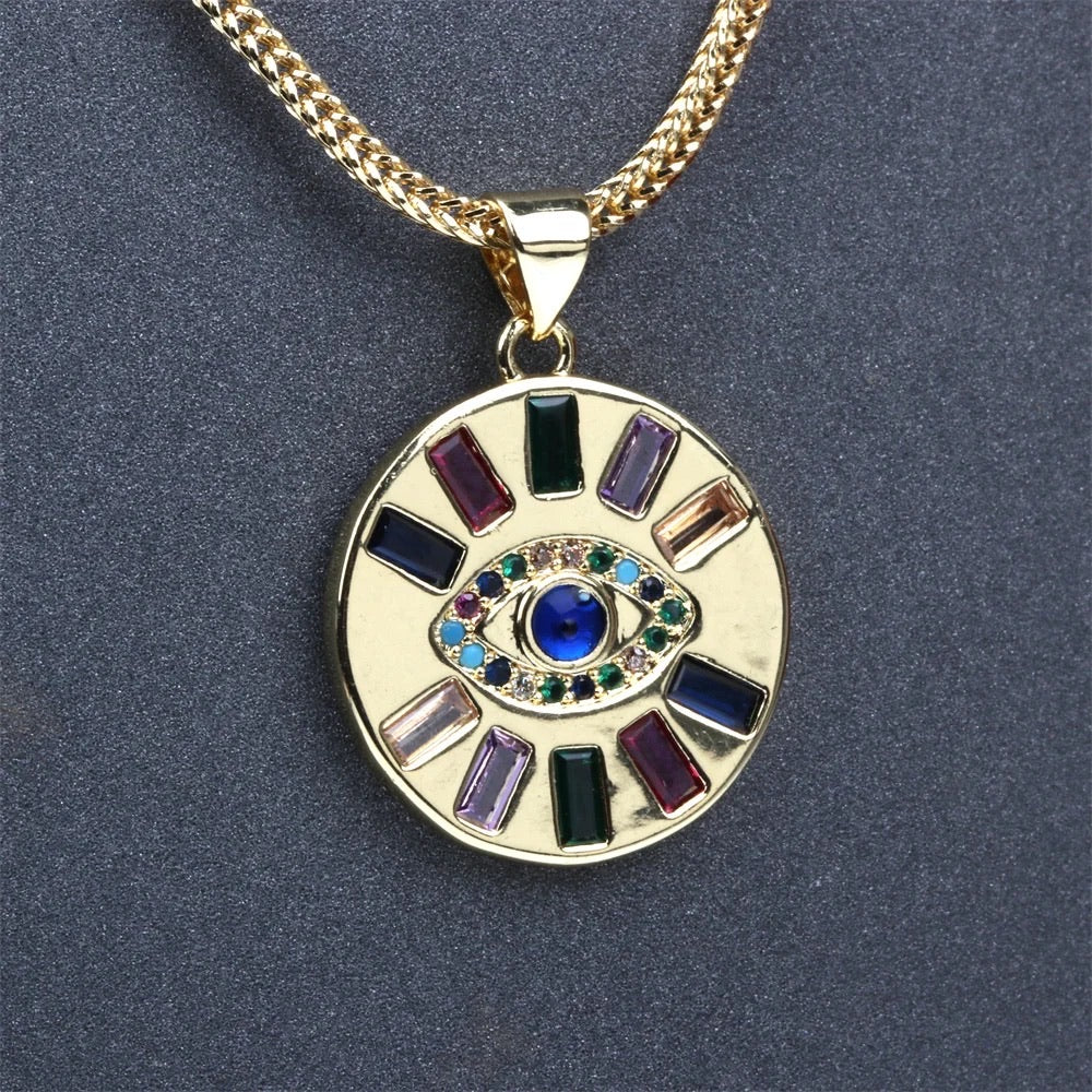 Zenith Evil Eye Stone Pendant Chain Necklace