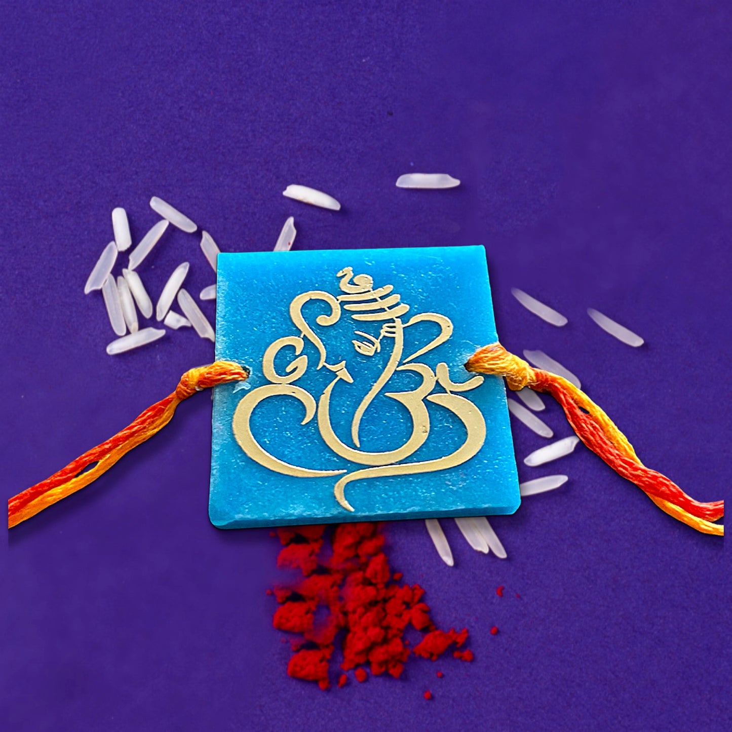 Ganeshji Gold Print Handmade Rakhi