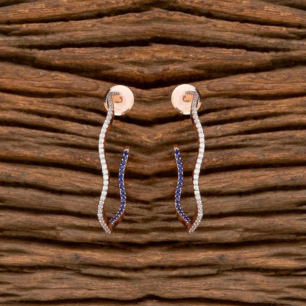 Nyx Twisted Hoop Stud CZ Earrings - blue