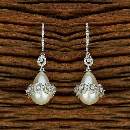 Juno Pearl & White Tone Dangler CZ Earrings