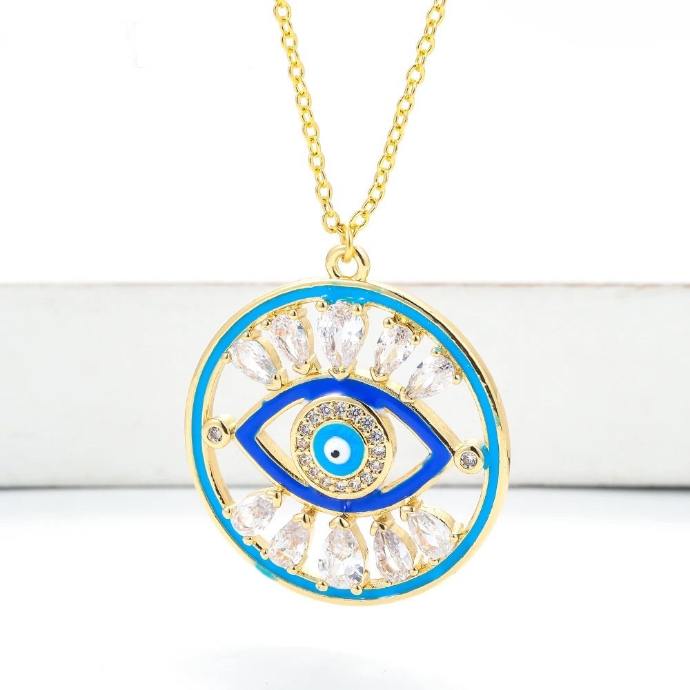 The Blues Evil Eye Stone Pendant Chain Necklace
