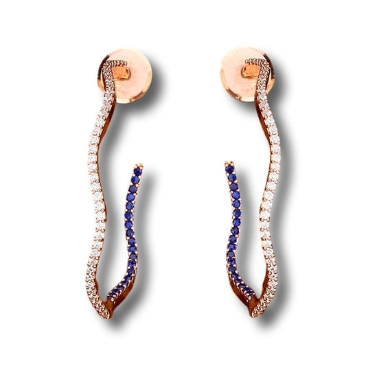 Nyx Twisted Hoop Stud CZ Earrings - blue