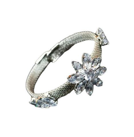 Starlight Crystal Stone Cuff Bracelet White