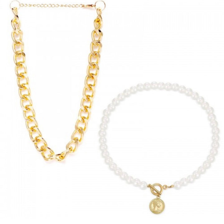 Pearl and Link Chain Combo Necklace